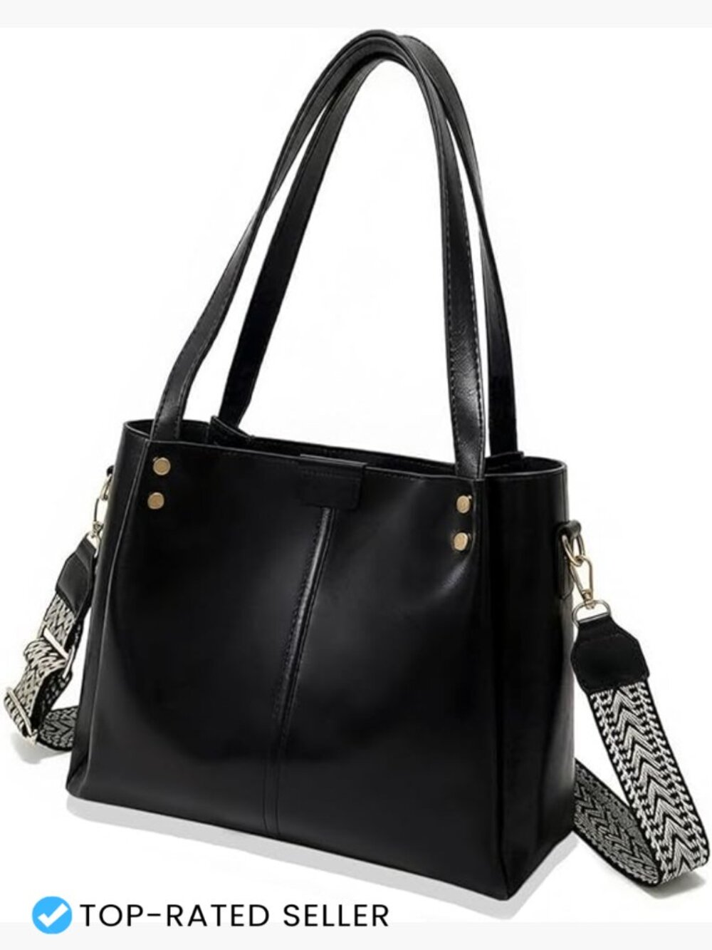 Large Tote Bag Faux Leather Work Travel Shoulder Handbag Adjustable Strap
